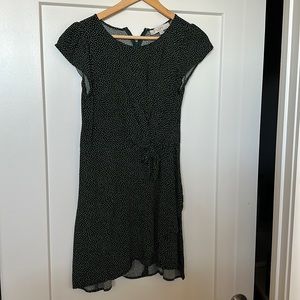 LOFT | dark green polka dot wrap dress, size 2